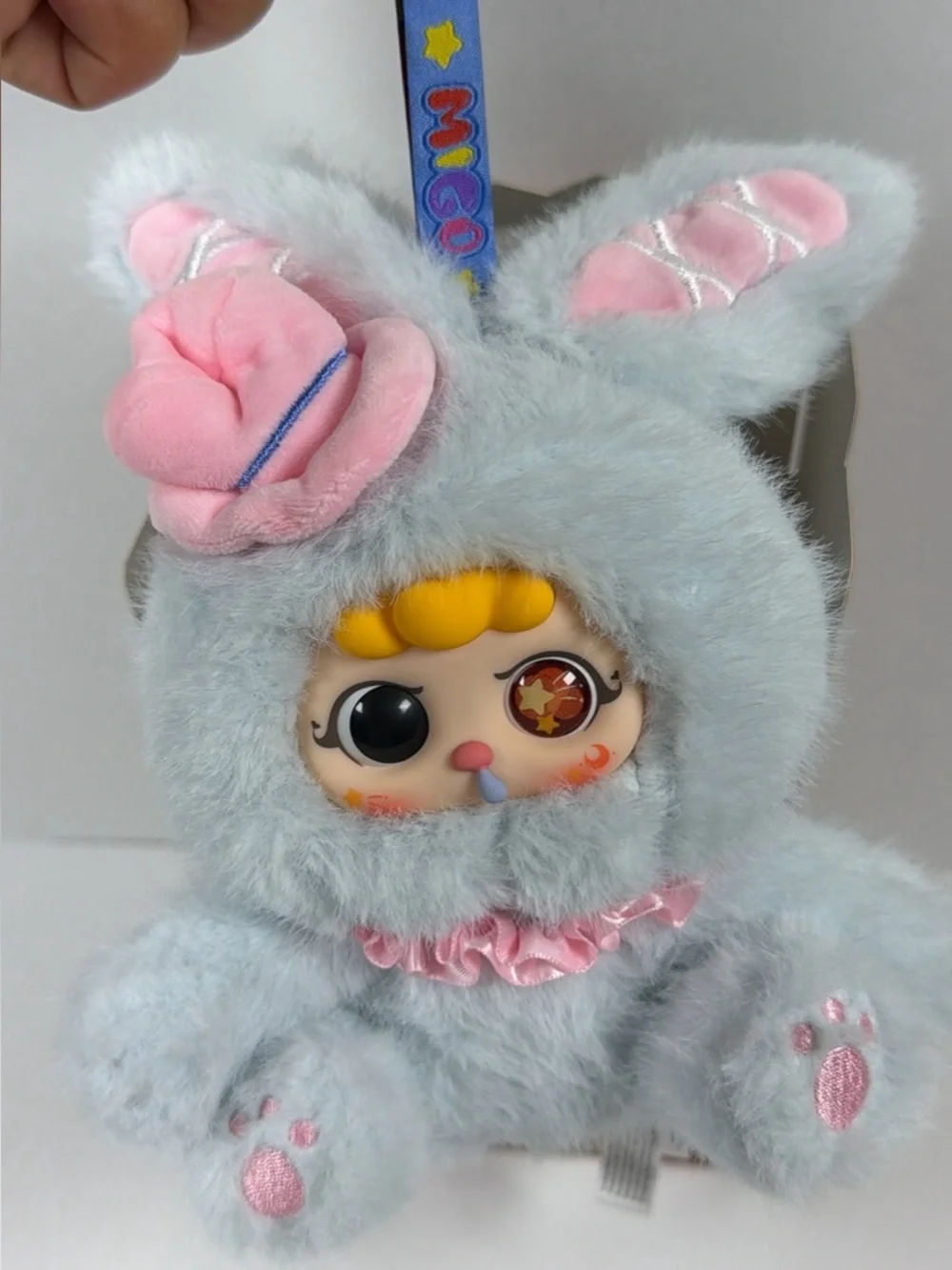 MIGO Fairy Tales Bunny Plush Doll Gray Pink Rabbit Collectible w/ Box & Card